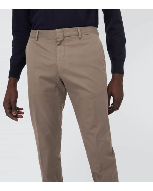 Pantalones chinos slim de mezcla de algodon Zegna de hombre de color Gray