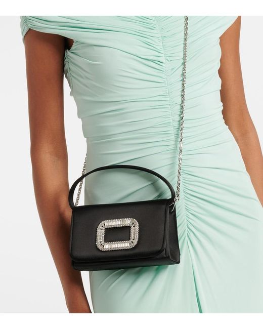 Roger Vivier Black Pilgrim Micro Embellished Satin Shoulder Bag