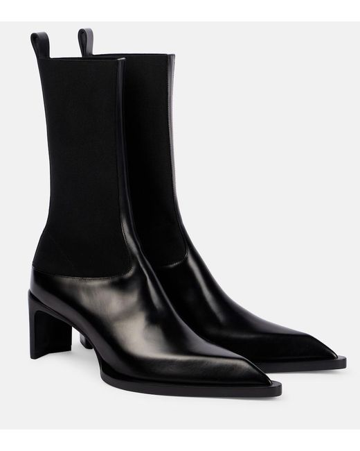 Jil Sander Black Leather Ankle Boots