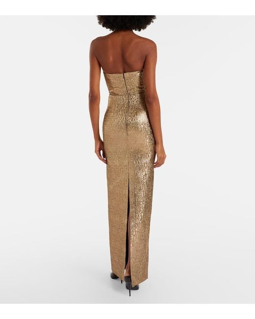 Roland Mouret Brown Lame Jacquard Bustier Gown
