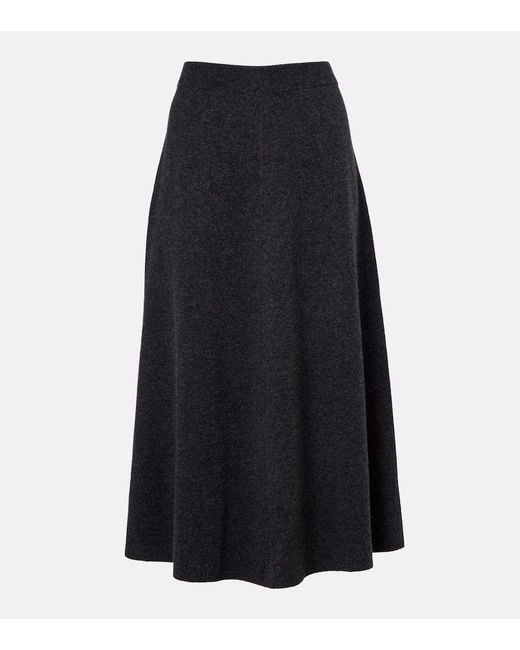 Jardin Des Orangers Black Wool And Cashmere Midi Skirt