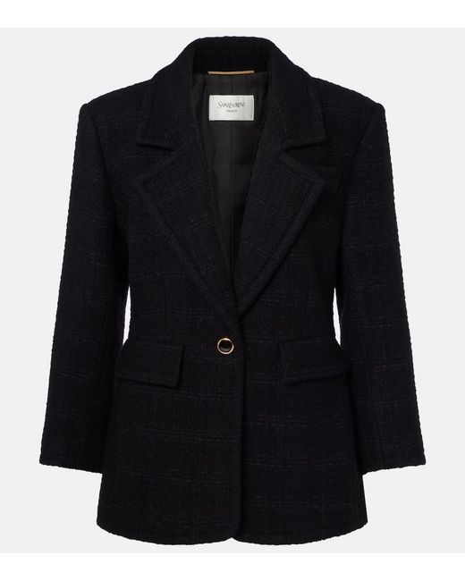 Saint Laurent Black Wool-Blend Tweed Jacket
