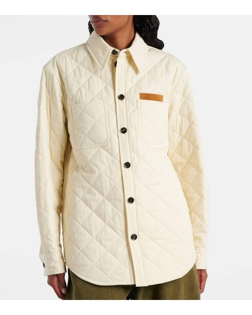 Bottega Veneta Natural Hemdjacke Aus Einem Baumwollgemisch