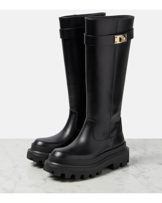 Botas altas de piel Dolce & Gabbana de color Black