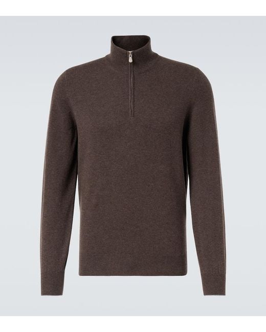 Jersey De Cachemir Con Cremallera Brunello Cucinelli de hombre de color Brown