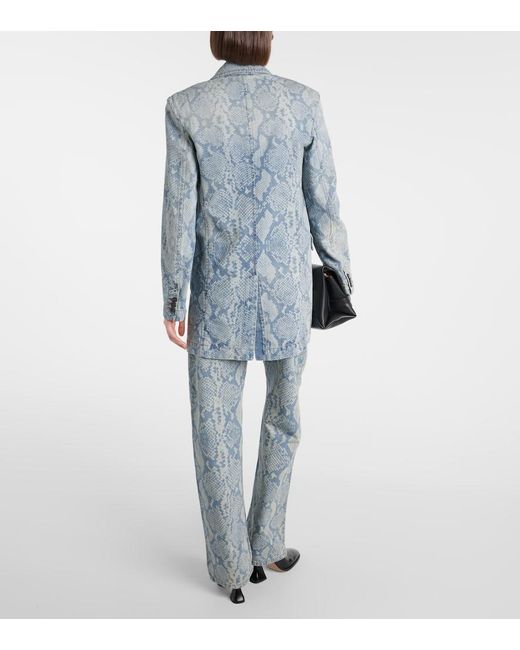 Sportmax Blue Snake-Effect Denim Blazer