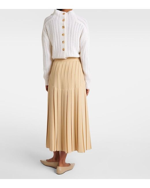 Max Mara Natural Luisa Pleated Midi Skirt