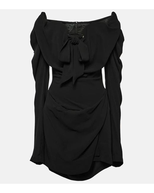 Vivienne Westwood Black Bow-detail Draped Minidress