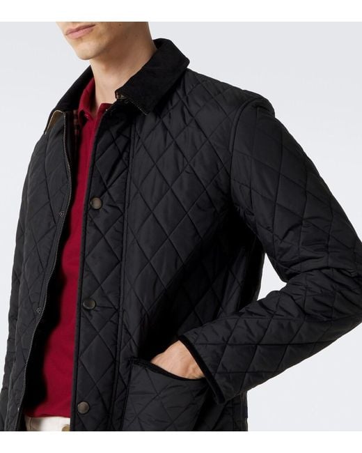 Burberry Black Haddington Quilted Corduroy-Trimmed Jacket for men