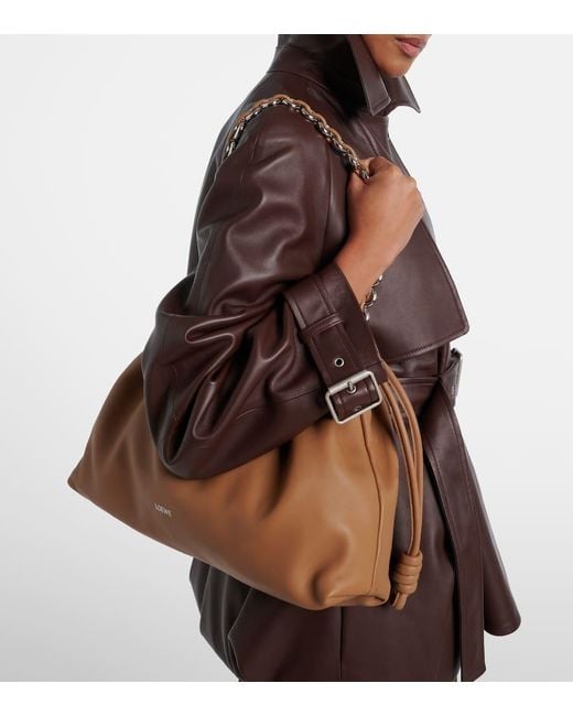 Loewe Brown Clutch Flamenco Large Aus Leder