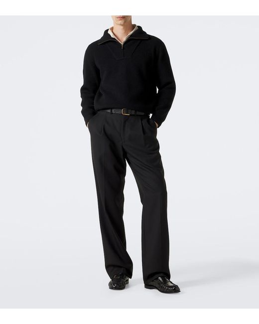Saint Laurent Black Wool Half-Zip Sweater for men