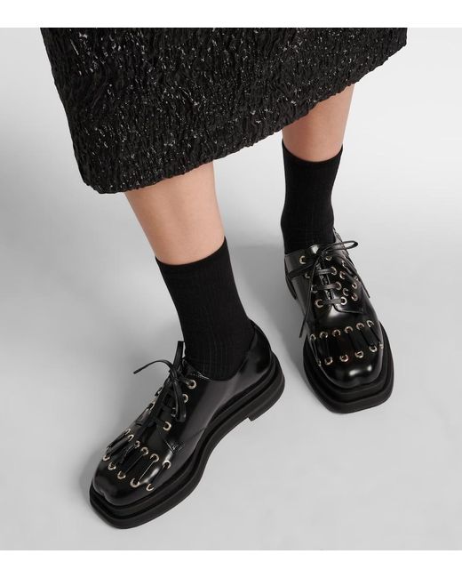 Simone Rocha Black 50 Lace-Up Flatform Derby Shoes