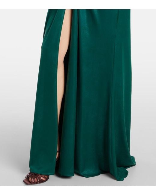 Elie Saab Green Ruched Jersey Gown