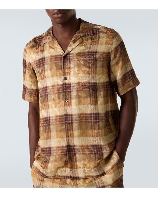 Dries Van Noten Brown Checked Jacquard Bowling Shirt for men