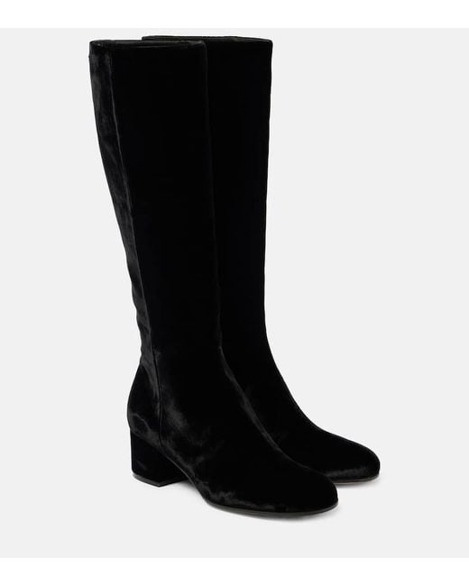 Gianvito Rossi Black Joelle 45 Velvet Knee-High Boots