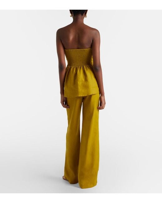 Faithfull The Brand Green Ilride Linen Wide-Leg Pants