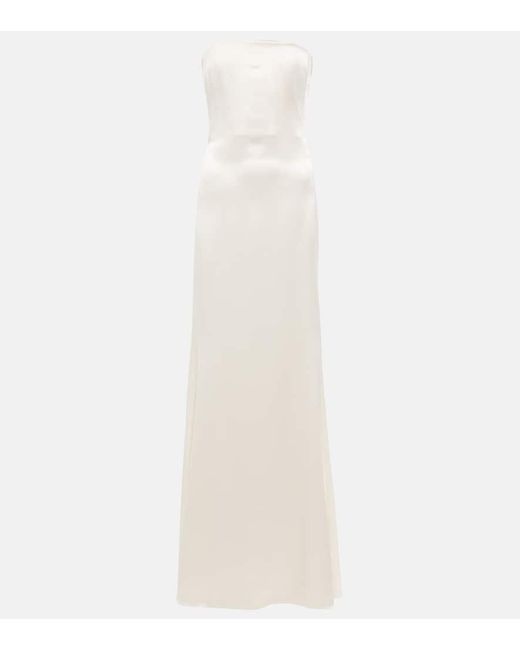 Saint Laurent White Bridal Silk Satin Gown