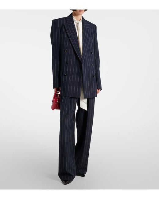 Blazer Oversize A Fines Rayures En Laine Stella McCartney en coloris Blue