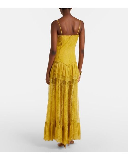 De La Vali Yellow Maxikleid Kala Aus Spitze