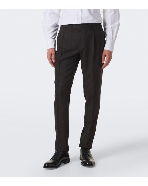 Lardini Black Checked Double-Breasted Virgin Wool Suit for men