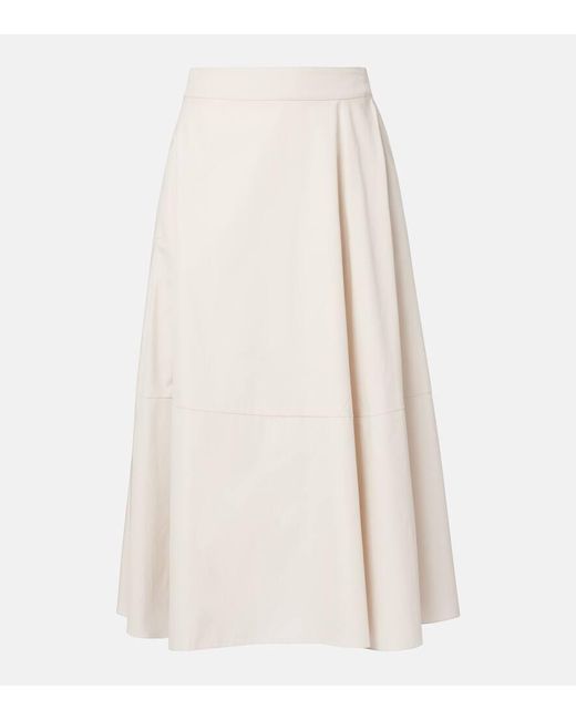 Max Mara White Desy Cotton Poplin Midi Skirt