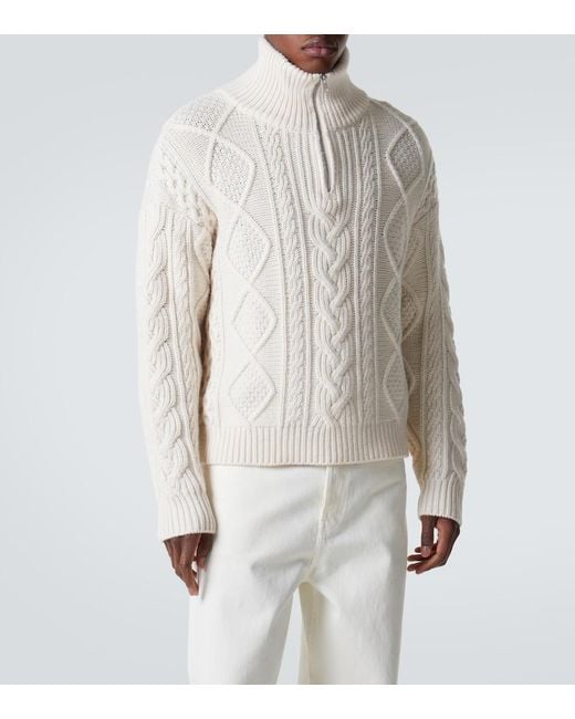 FRAME White Cable-Knit Wool And Cashmere Sweater for men