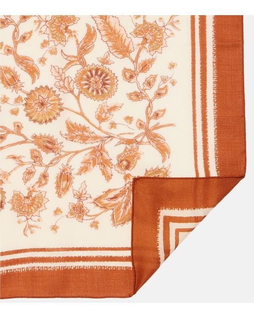 Loro Piana Multicolor Floral Cashmere And Silk Scarf