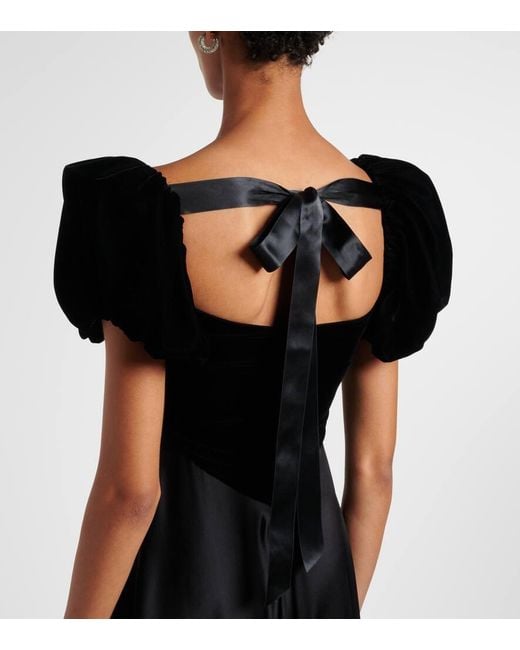 Robe Longue En Velours Et Satin De Soie Rodarte en coloris Black