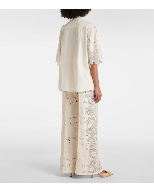Elie Saab White Embroidered Broderie Anglaise Shirt