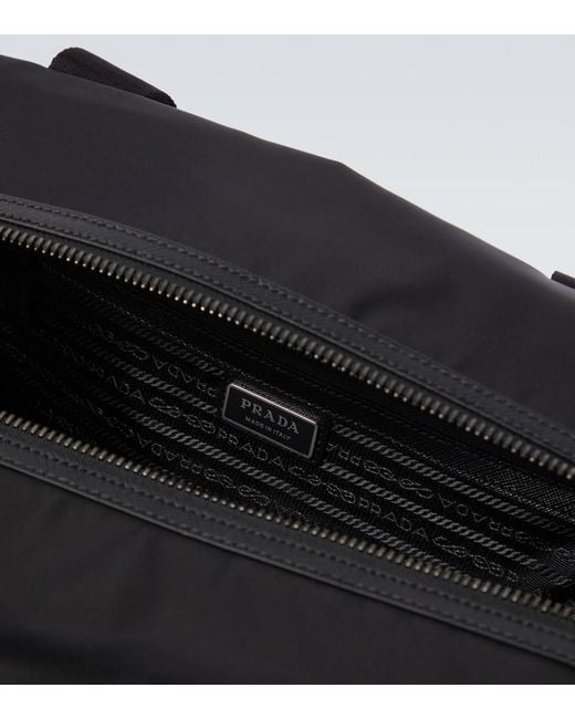 Prada Black Re-Nylon Leather-Trimmed Duffel Bag for men
