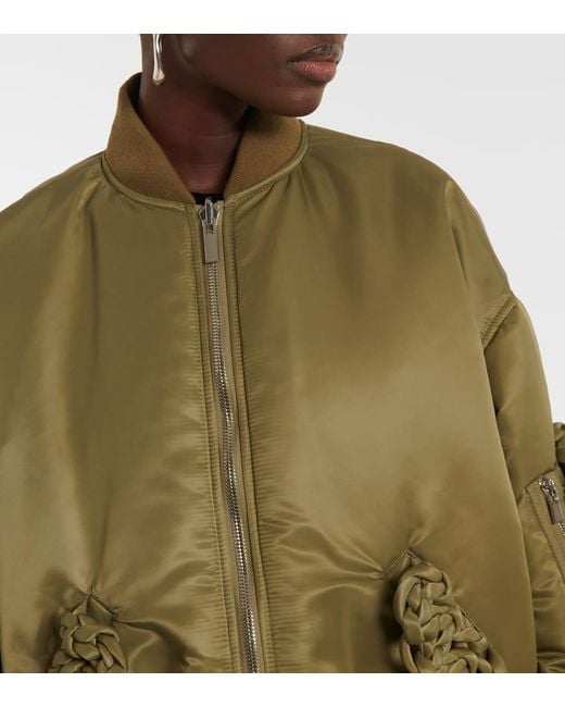 Noir Kei Ninomiya Green Knot-Detail Bomber Jacket