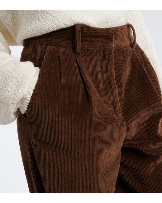 AYA MUSE Brown Aven Cotton-Blend Corduroy Wide-Leg Pants