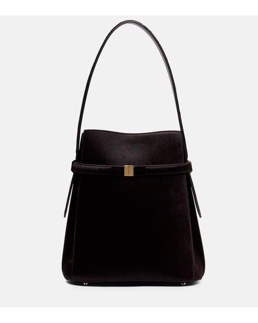 Totême  Black Calf Hair Bucket Bag