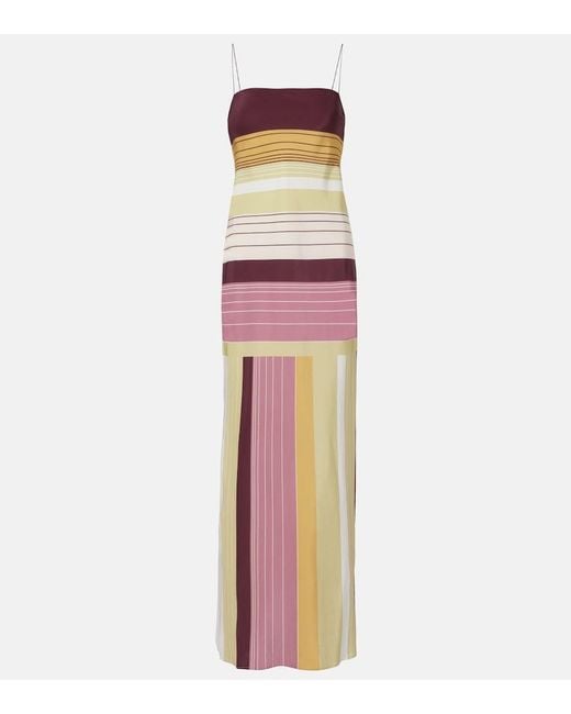 Sir White Fontana Striped Silk Crepe Slip Dress