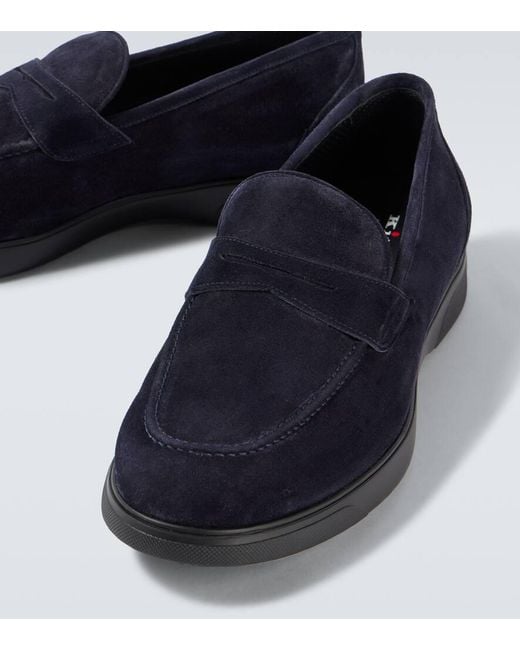 Kiton Blue Suede Penny Loafers for men
