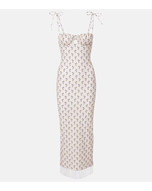 Montce White Cynthia Floral Midi Dress