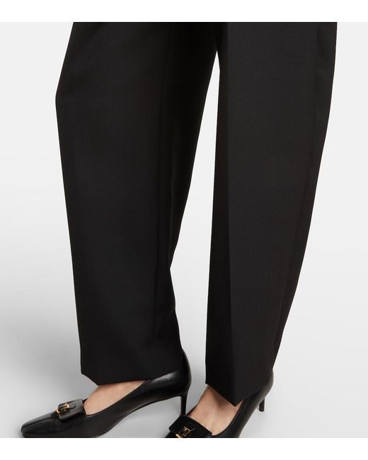Khaite Black Dugan Wool Tapered Pants
