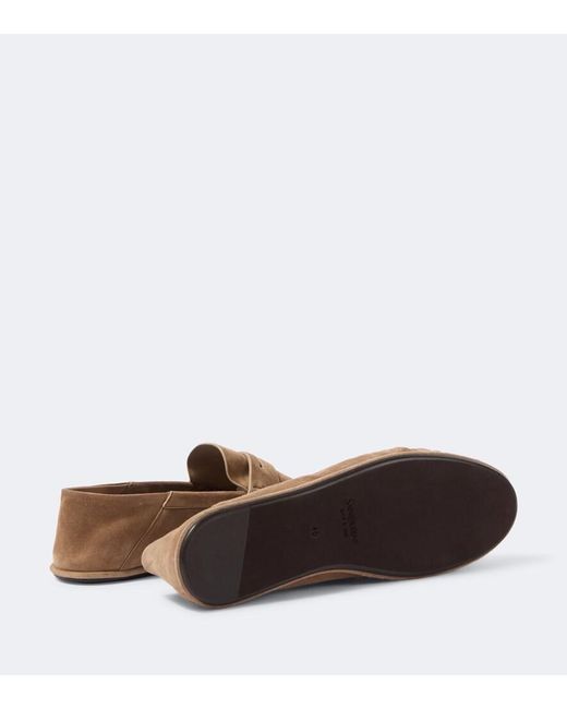 Saint Laurent Brown Le Loafer Suede Penny Loafers for men