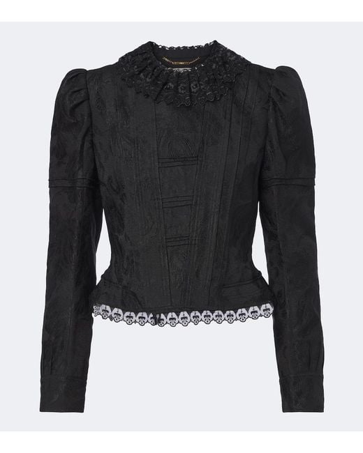 Chloé Black Wool And Silk-Blend Jacquard Lace Jacket