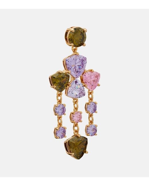 Self-Portrait Metallic Crystal-Embellished Drop Earrings