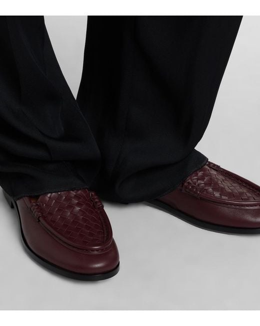 Bottega Veneta Brown Silenzio Intrecciato Leather Loafers