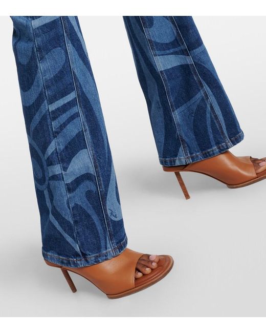 Emilio Pucci Blue Marmo Belted Denim Jumpsuit