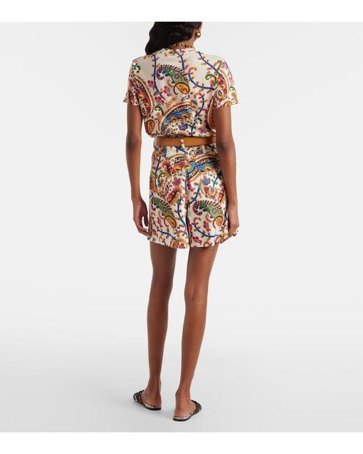 Etro Red Cotton-Blend Jacquard Bermuda Shorts