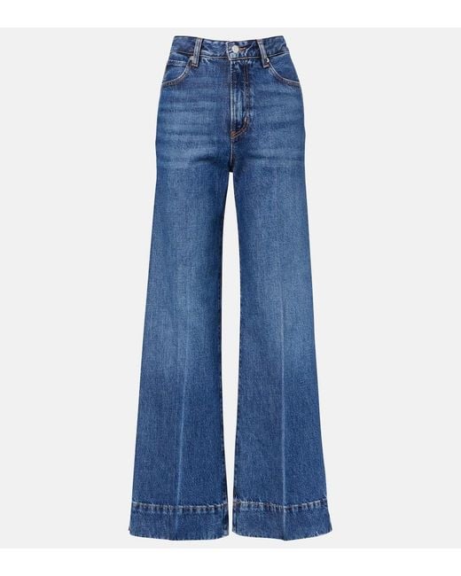 FRAME Blue Slice High-Rise Flared Jeans