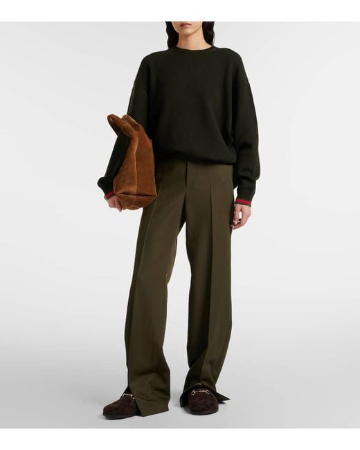 Gucci Brown Slippers New Sol Gg Horsebit Aus Veloursleder