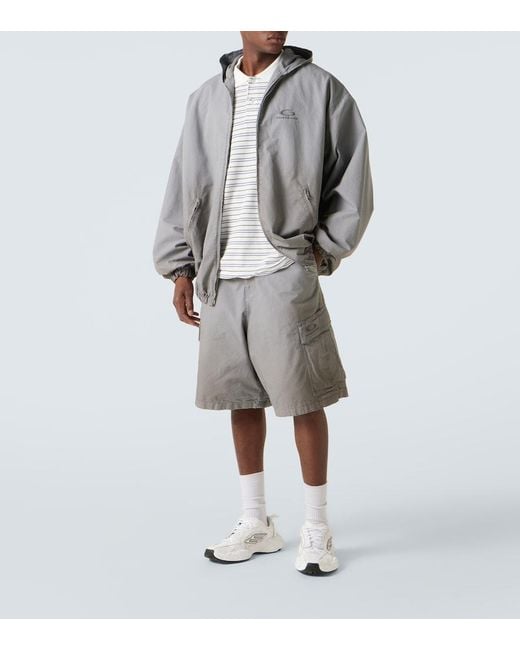 Balenciaga Gray Cotton Cargo Shorts for men