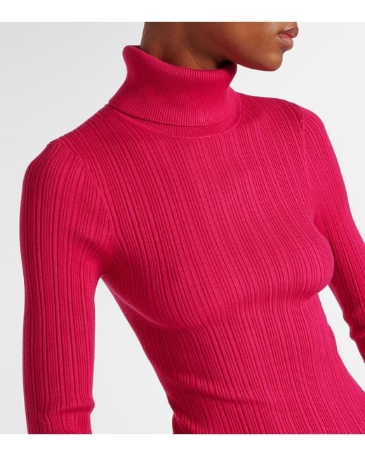Jonathan Simkhai Red Lola Ruffled Turtleneck Sweater
