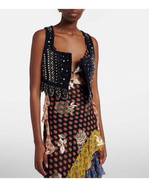 Etro Blue Studded Suede Vest
