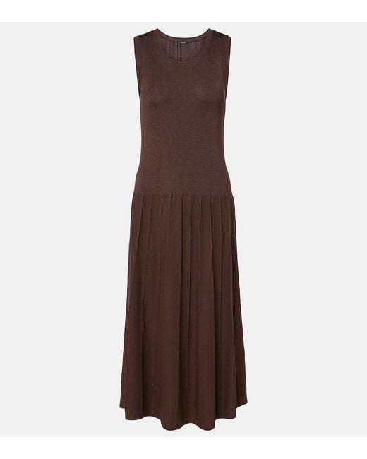 Joseph Brown Pleated Midi Dress