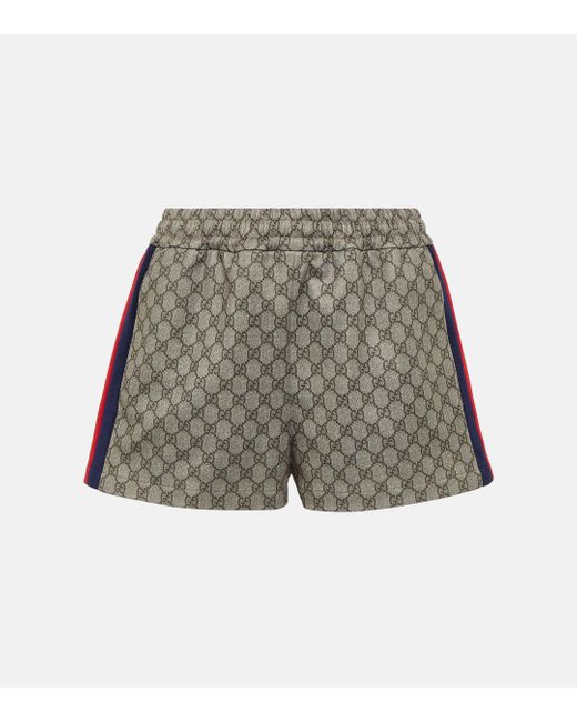 Gucci Gray Web Stripe GG Jersey Shorts